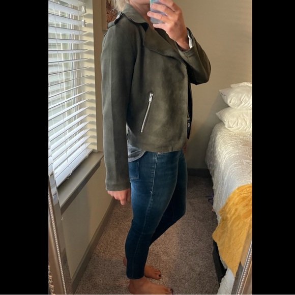 Faux suede olive green jacket - Picture 4 of 7